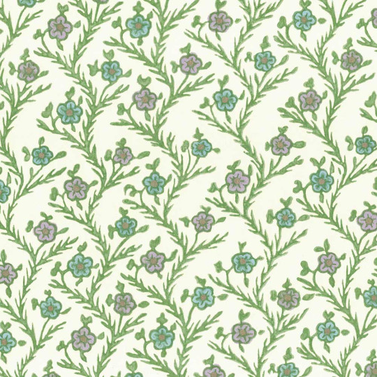 Blue and Lavender Stamped Flowers Italian Print Paper ~ Rossi Italy